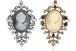 ZAMXHUG Lot de 2 broches camées vintage pour cardigan - Pour manteau, veste, robe, écharpe, décoration