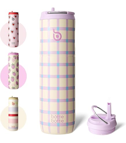 Bottlebottle Thermos 600 ml – Borraccia in acciaio inox con motivo a mucca, senza BPA, a prova di perdite, a doppia parete, per bevande gassate, bottiglia termica per scuola, ufficio, attività