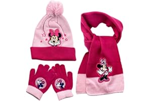 IFHDO M-inniee Invernali Sciarpa Set Cappello con Pompom M-inniee Cappello Invernale Sciarpa Guanti Cappello a Maglia Set Cappello Guanti e Scaldacollo Invernale Cappellino Bambina Regali invernali -B