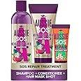 Aussie SOS Shampoo And Conditioner Set + Intense Shot Hair Mask for Dry Damaged Hair, Kiss Of Life Hair Repair Treatment With Australian Superfoods, Shampoo, Conditioner + Treatment