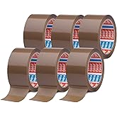 tesa tesapack im 6er Pack - Geräuscharmes Paketklebeband zum Verpacken von Paketen und Versandschachteln - braun - 6 Rollen j