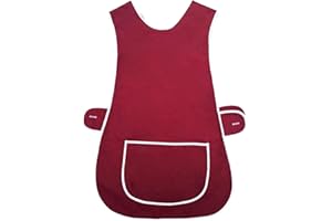 Stylo Online Womens Tabard Ladies Plain Home Work Kitchen Cleaning Chef Catering Cleaners Workwear Poly Cotton Overall Tabbard Apron Size(Plain Burgundy,OS)