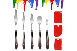 VicBou Set di Coltelli Per Pittura da 5 Pezzi Con Set di Coltelli Per Tavolozza da 3 Pezzi, Spatola Per Acrilici, Coltelli Per Olio, Acquerelli, Petroglifi