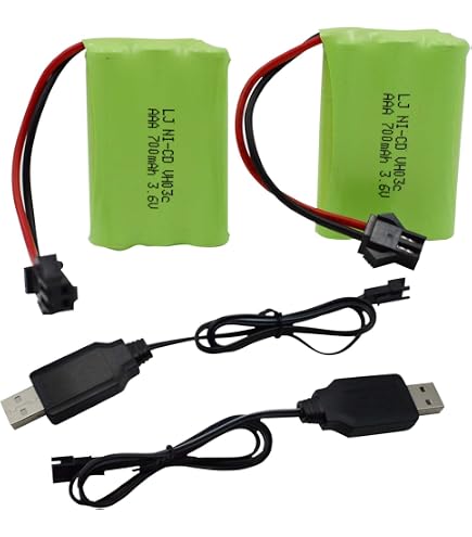 2 Pack 4.8V 700mAh AAA Battery & Charger Cables For Amicool/Threeking 1/28 RC Stunt Cars