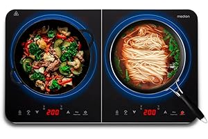 MEDION Plaque induction à 2 foyers 3500 Watt, plaque 2 feux avec 10 niveaux de température, plaque de cuisson double avec écran LED, MD18493, noir