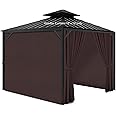AONEAR Gazebo Privacy Curtains 10' x 12' with Zipper 4-Panels Side Wall Universal Replacement for Patio, Outdoor Canopy, Garden and Backyard Coffee Brown(Curtain Only)