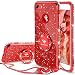 Produktbild OCYCLONE iPhone 7/8 Hülle Frauen, Glitzer Rot Mädchen 360 Grad Ständer und Trageband Diamant Glitzer Case Frauen für Apple iPhone 7, iPhone 8-4,7 Zoll