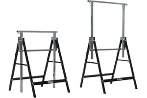 BAUMARKTPLUS 2 x Arbeitsbock 7-fach höhenverstellbar 80-130 cm bis 400 kg Stahl verzinkt lackiert schwarz grau Klappbock Gerüstbock Unterstellbock