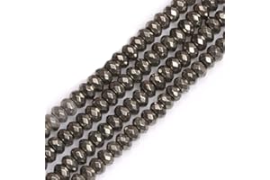 GEM-INSIDE CREATE YOUR OWN FASHION SHGbeads Gray Pyrite Gemstone Loose Beads Natural 5x8mm Faceted Rondelle Crystal Energy Stone Healing Power for Jewellery Making 15''