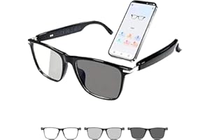 Tulbeys Bluetooth AI Smart Brille mit 160+ Sprachen, Farbwechsel-Linsen, Integriertem Lautsprecher & Klarer Audio - Echtzeit-Sprachübersetzer Brillen für Reisen, Meetings und Business Nutzung