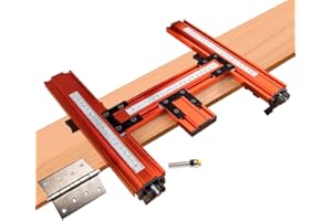 O'SKOOL Internal Door Hinge Jig – Router Mortise Template with Bit & Scale for Precise Hinge, Latch and Door Frame Installation