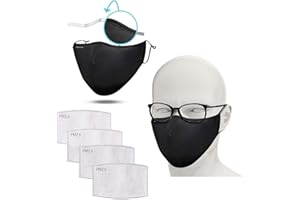 FLOWZOOM Mascherina antiappannamento - set di 2 mascherine adulti | Efficienza di filtrazione > 98% | Maschere in tessuto con clip per occhiali | Mascherina regolabile con filtro
