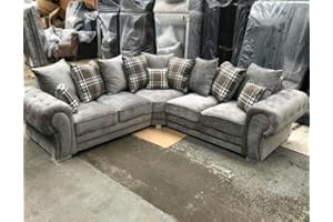 HHI Verona Grey Corner Sofa - Soft Fabric Scatter back Cushions-Sofa For Sale-2C2 Large Couch-sofa set for living room- sofas for living room
