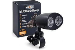 MIJOMA Robust grilllampa med 10 superljusa lysdioder, 180° flexibel svängmekanism, beröringsomkopplare, enkel installation med C-klämma