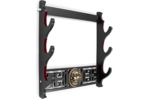 Ekkhysis Legendary Creatures Sword Wall Mount Hook Katana Holder Display Hanger for Tanto Samurai Sword Rapier Lightsaber Cosplay Blade Tanjirou Demon Slayer Weapon Stand (Kylin R3-Tier)