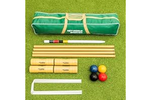 Harrier Jeu de Croquet en Bois pour Le Jardin – Maillets Traditionnels, Arceaux en Acier, Boules, Piquet & Sac de Transport (Jardin ou Henbury) (Jardin)