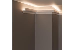 CREATE LUXURY GRAND DECOR Cornici velette per led a soffitto e parete (4 o 10 metri lineari - KH902), per illuminazione indiretta con le strisce led | decorative, prefabbricate in duropolimero (4 metri)