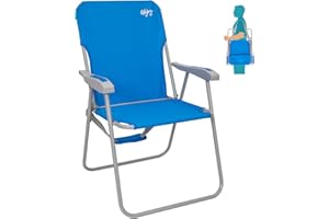 #WEJOY Sedia da Spiaggia Pieghevole, Sedia da Mare Leggera con Schienale Alto Portatile con Tracolla, Spiaggina Mare Sedia da Campeggio Esterno Giardino Picnic Piscina, 1/2 Pezzi