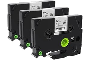 Molabel Compatible TZ231 TZe231 Lot de 3 rubans pour Brother TZe-231 TZ-231 Tze 12 mm 0,47 laminé blanc Tze pour P-Touch PT-H100R PT-H105 PT-H100LB PT320 PT340 PT1150DX PT1300 PT1700