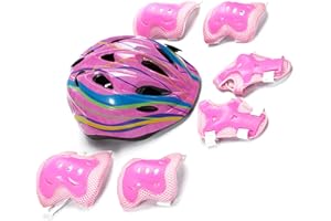 NCONCO 7pcs Helmet Knee Elbow Pads Wrist Guard Sport Protective Gear Set Adjustable Scooter Skateboard Safety Set for Boys Girls 5-12 Years