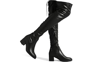 DREAM PAIRS Women's Comfy Over The Knee Thigh High Chunky Boots Long Stretch Sexy Fall Boots for Party Wedding or Dating