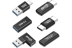 Herfair USB C to USB Adaptor, 6PCS USB A to USB C Adapter Kit, Type C to USB Converter, USB C Adapters Compatible with Laptops, Phones, Tablets, Power Banks, Car Chargers, USB Power Strips