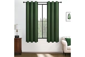 MRTREES Olive Green Blackout Curtains 54 Inch Drop, Thermal Blackout Curtains Eyelet for Bedroom Kitchen, 2 Panels Window Treatment 117x137 CM 46x54 Inch Olive Green