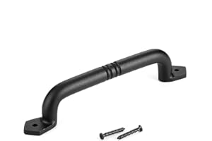 Toprema Sliding Barn Door Handle Pull Black Heavy Duty Cast Iron Hardware for Wooden Garden Gate Shed Cabinet Door