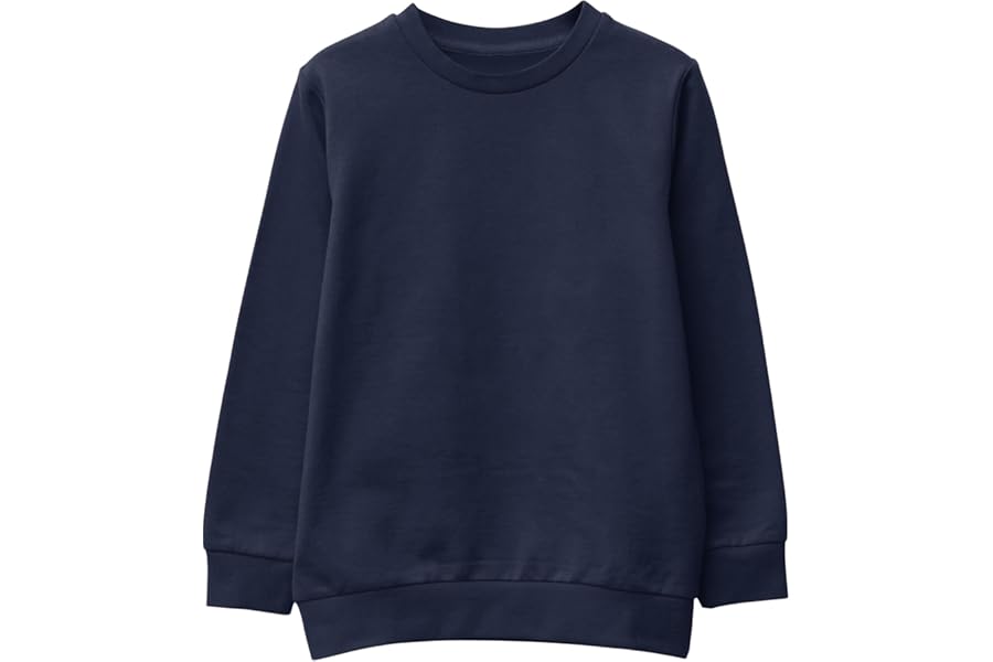 Unisex SweatShirt Boys Girls Fleece Jumper Classic Crew Neck Long Sleeve School Uniform Sweater