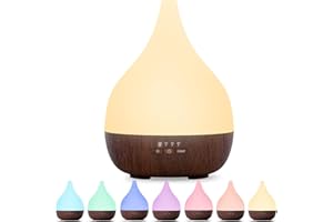 SNOWSEN Aroma Diffuser, 350ml Aromatherapie Diffusor für ätherische Öle, Ultraschall-Luftbefeuchter mit einstellbarem Nebel-Modus, 8-Farben-LED-Licht, für Haus Büro Yoga (Dunkel)