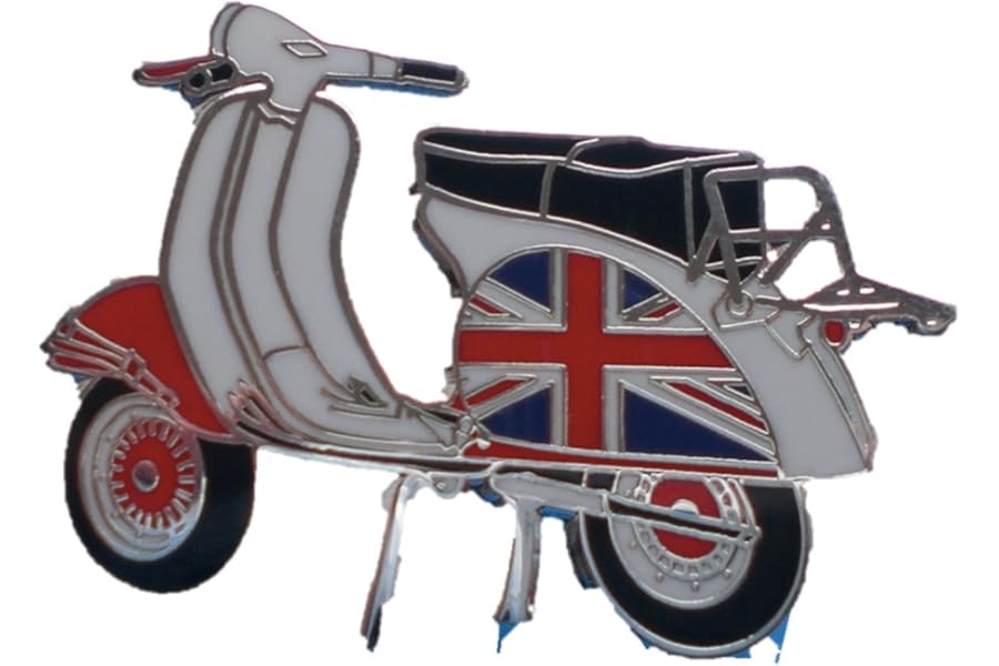 Vespa Union Jack Scooter Enamel Pin Badge (Silver)