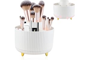 TUZHE Make Up Kosmetik Organizer 360° Drehbar Beauty Organizer Schmink Aufbewahrung Kosmetikbox für Mascara Lippenstift Nagellack Aufbewahrungsbox für Dresser Badezimmer Schlafzimmer (weiß)