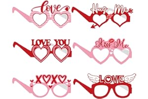 EWLPI Valentines Decorations Party Glasses,6Pcs Valentines Day Decorations Paper Heart Glasses Party Eyewear Eyeglasses Frames Photo Booth Props for Valentines Day Fancy Dress Costume Party Supplies