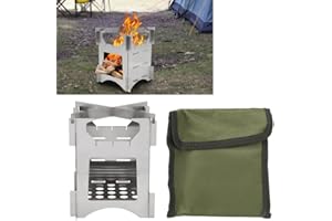 FYEARFLY Portable Camping Wood Stove, 10 * 10cm Mini Foldable Detachable Wood Stove Lightweight Stainless Steel Woodstove with Carrying Bag, for Outdoor Travel Hiking&Picnic
