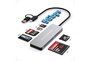 RYTAKI PRO 6 in 1 Lettore di Schede SD USB 3.0 5 Gbit/s per TF/SD/MS/M2/XD/CF, Lettore di Schede SD USB&USB-C Compatibile con iPhone15/16/Windows/MAC, Adattatore Memory Stick Pro Duo Legge 5 Schede in Parallelo