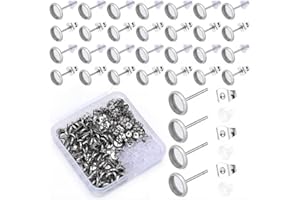 SOFPLATE 1 Scatola 100 Pezzi 6Mm Lunetta Post Orecchini Risultati Orecchino A Perno Cabochon Grezzi Acciaio Inossidabile Ipoallergenico Argento Orecchini A Bottone con Dado per Orecchie Piatto Rotondo