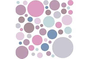 ‎WANDSTICKER4U WandSticker4U®- 6 Bögen, 93 PUNKTE zum Kleben, pastell ROSA LILA BLAU GRAU I Wandtattoo Punkte Kinderzimmer Wandsticker Kreise Dots I Möbelsticker Klebepunkte Mädchen & Junge Deko GROß