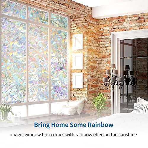 Rabbitgoo® 3D Fensterfolie Dekorfolie Sichtschutzfolie Fensterschutzfolie Selbsthaftend Statisch Haftend Anti-UV Upgrade Version 60*200cm - 3