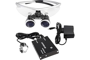 DDASAM Loupes dentaires 2.5X/3.5X Lunettes chirurgicales médecin avec Lampe Frontale à LED Dentiste Oeil Lunettes loupe binoculaire avec étui de Transport Pratique