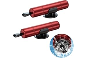 DALAETUS 2 Pezzi Strumento di Emergenza Taglia Cinture di Sicurezza e Rompivetro con 2 Supporti - Rompi Vetro Auto Emergenza, 2-in-1 Martello di Emergenza per Auto e Taglia Cinture, Rosso