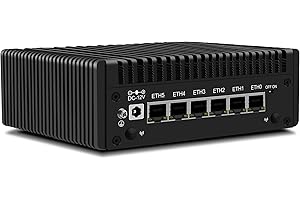 ‎CWWK CWWK Mini PC N150 (Upgraded N100) Firewall Appliance, OPNsense Mini Computer mit 6 Port i226-V 2.5GbE LAN, F5 Fanless Micro PC DDR5 16GB RAM 256GB NVMe SSD, USB Typ-C, 3-Display