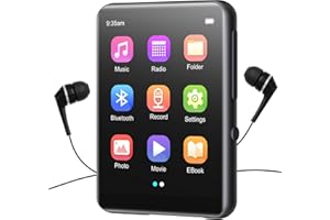 JOLIKER 64GB Lettore MP3 Bluetooth 5.3, Lettore Audio Portatile HIFI Lossless con Altoparlante, Radio FM, Line-in Registrazione Vocale, E-book, Full Touch Schermo Lettore Musicale, Supporto fino a 128GB