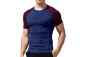 Muscle Alive Uomo Magro Stretto Compressione Livello Base Manica Corta Maglietta Bodybuilding Top Poliestere e Spandex