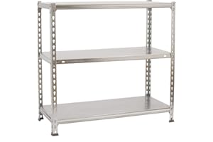 SIMON RACK SimonRack Estanterias Almacenaje, 90x80x30 cm, (Al x An x LR), Estanteria Metalica, 3 Baldas, 70 kg de Punto Flexión, Acero Galvanizado, Galvanizado - Ecoclick