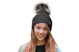 4sold Funny Beanie bebé niños niñas niños Gorro Londres de Punto con Pom Pom Sombreros de Invierno cálido de esquí Snowboard (Black)