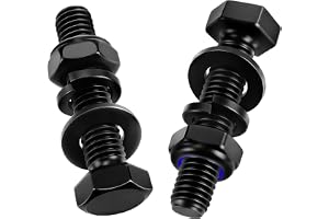 Mbsomnus M10 x 20 mm sexkantsskruv och muttrar set, 10 st. skruvar svarta sexkantshuvudsskruvar DIN 933 kolstål utvändig sexkant med självlåsande muttrar brickor fjäderringar
