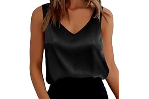Lishang Tank Top damski na lato, jedwabny satynowy, dekolt w serek, bez rękawów, elegancka bluzka Cami