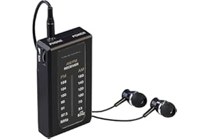 VR-Radio Radio à ondes moyennes : mini radio transistor FM/AM mobile avec écouteurs, très longue durée (radio analogique, radio avec antenne télescopique)
