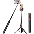 Uranzl 60" Phone Tripod & Selfie Stick Tripod with Remote,Travel &Compact Tripod for iPhone and Android,Cell Phone Tripod Compatible with iPhone 15/14/13/Android