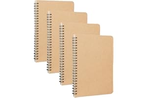 ZTVOWTO 4 Pezzi Kraft Copertina Taccuino A5, Quaderno Spirale 120 Pagine/60 Fogli Quadernino Appunti per Scuole e Uffici